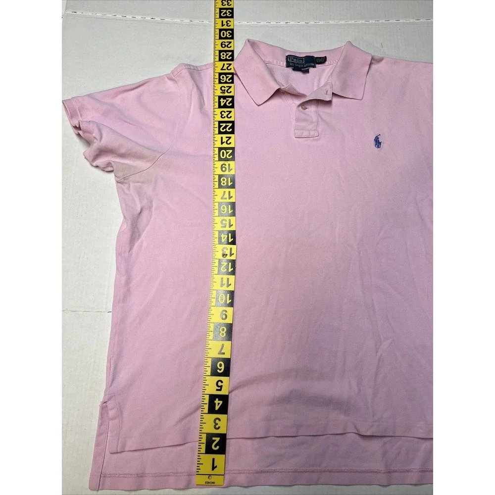 Vintage Polo Ralph Lauren Polo Shirt Men's XXL Pink Blue Pony‎ Rugby See Details